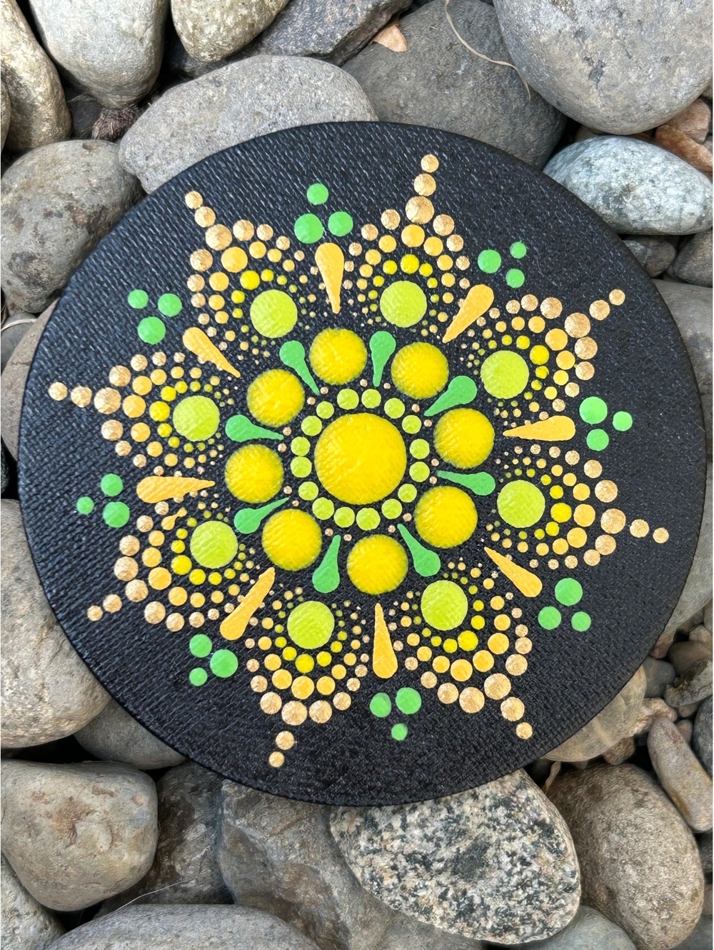 Gold Hand-Painted Mandala | by Original Acrylic Art | 4” Magnet | Boho S015